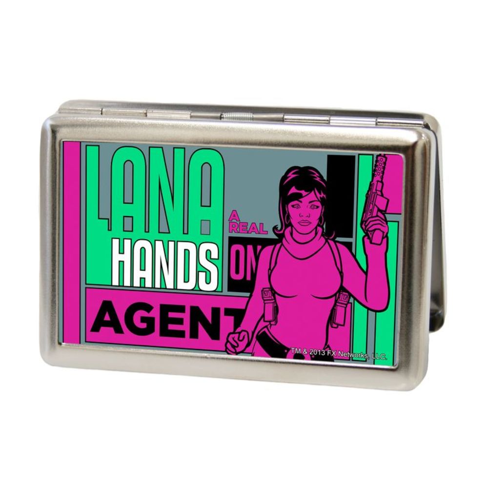 Archer Lana "A Real Hands on Agent" Large Business Card Holder - Green/Pink